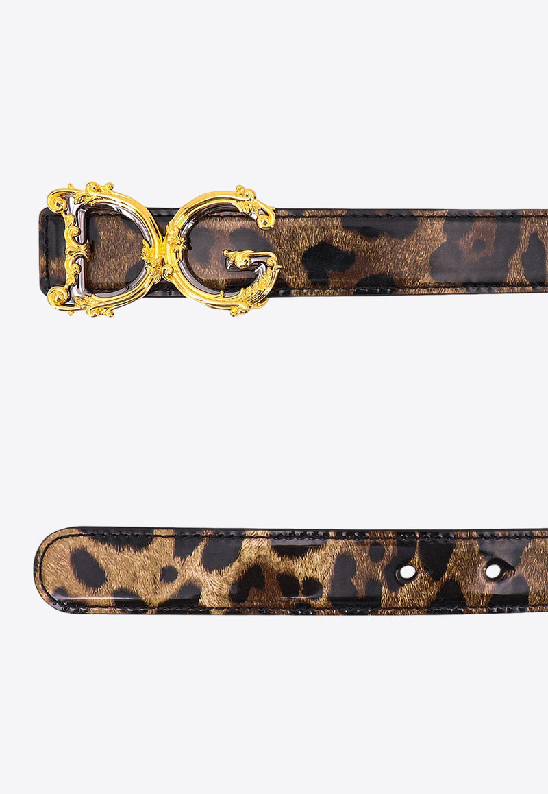 Dolce 
Gabbana DG Girls Leopard Print Leather Belt Brown BE1348AM568_HA93M