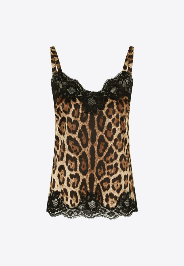 Dolce 
Gabbana Leopard Print Silk Cami Top Brown O7A00TONO21_HY13M