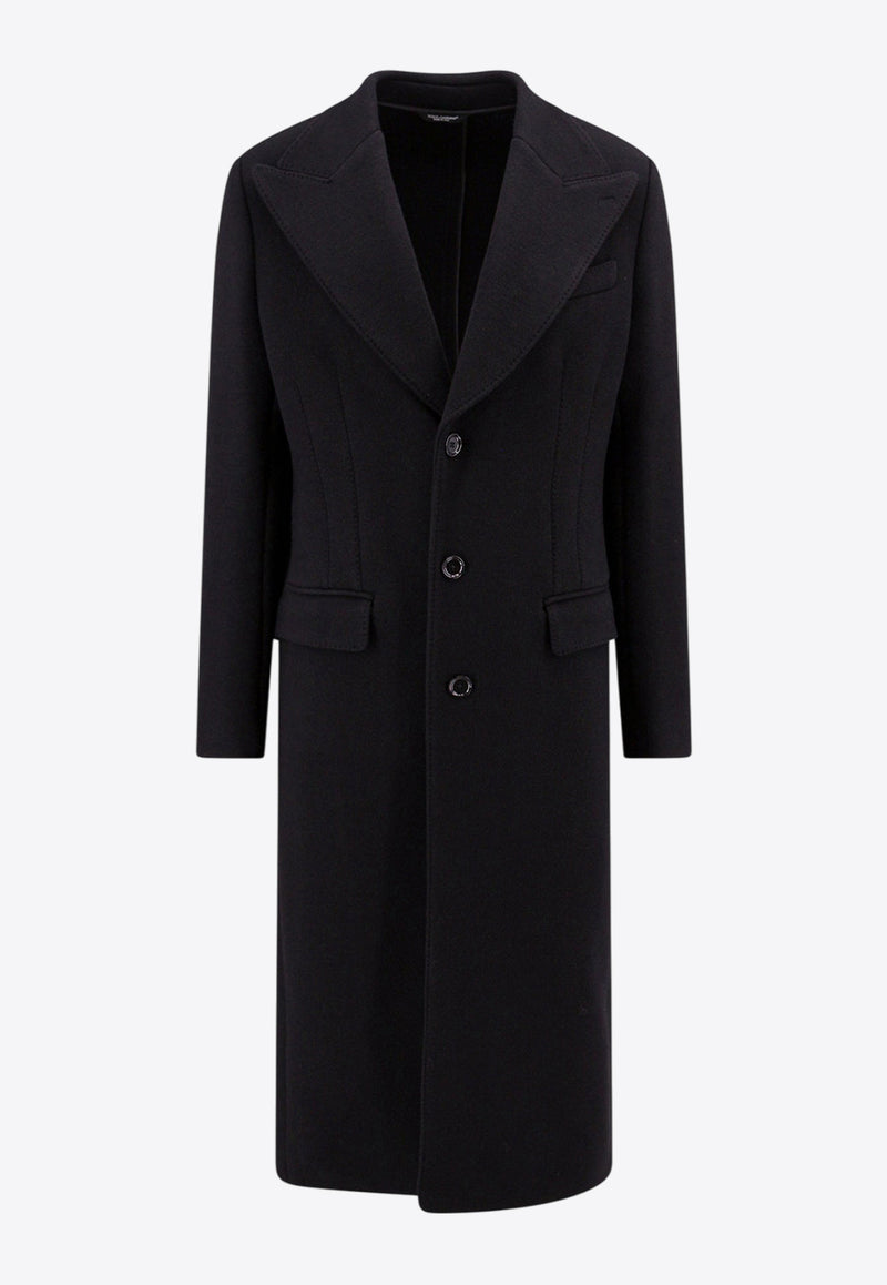 Dolce 
Gabbana Single-Breasted Wool Blend Coat Black G040VTHU7QV_N0000