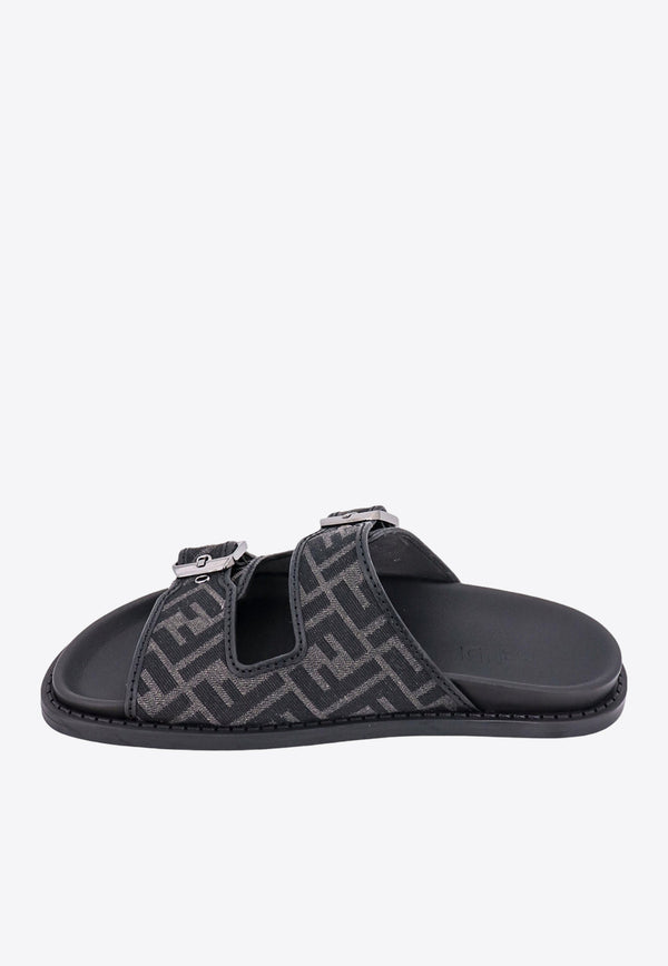 Fendi Feel FF Jacquard Sandals Black 7X1604AJZF_F0TUY