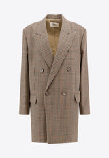 AMI PARIS Double-Breasted Houndstooth Wool Blazer Beige FBV311WV0032_270