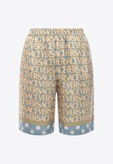 Versace All-Over Logo Silk Shorts 10024761A07838_5V510 Blue