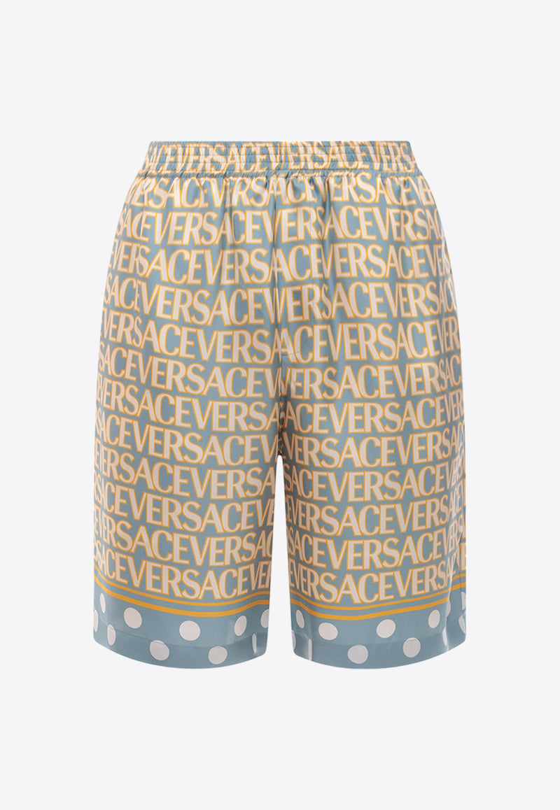 Versace All-Over Logo Silk Shorts 10024761A07838_5V510 Blue