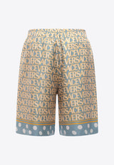 Versace All-Over Logo Silk Shorts 10024761A07838_5V510 Blue