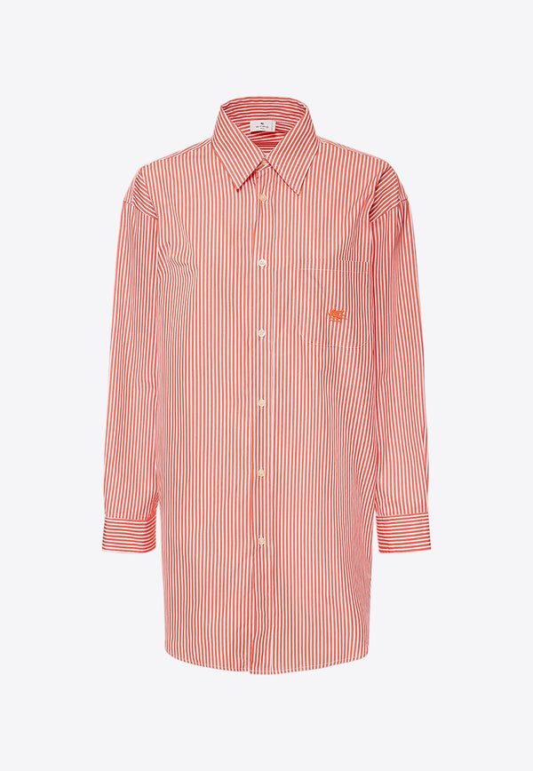 Etro Logo Embroidered Striped Shirt Orange 193853880_0600