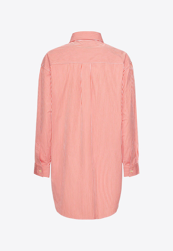 Etro Logo Embroidered Striped Shirt Orange 193853880_0600