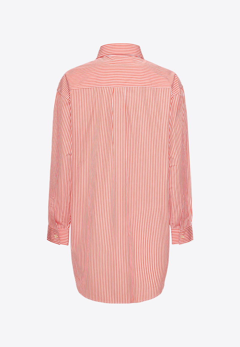 Etro Logo Embroidered Striped Shirt Orange 193853880_0600