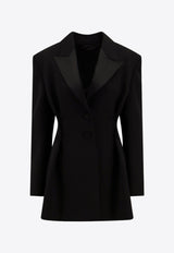 Givenchy Single-Breasted Pleated Wool Blazer Black BW30H11527_001