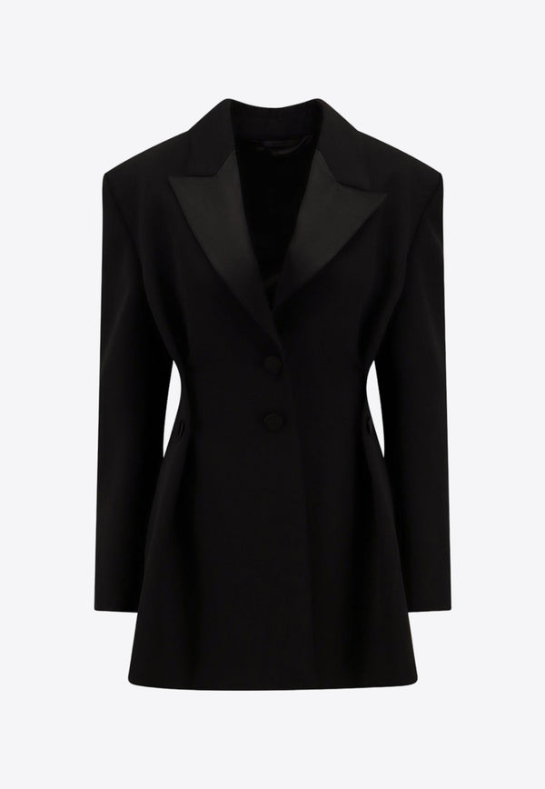 Givenchy Single-Breasted Pleated Wool Blazer Black BW30H11527_001