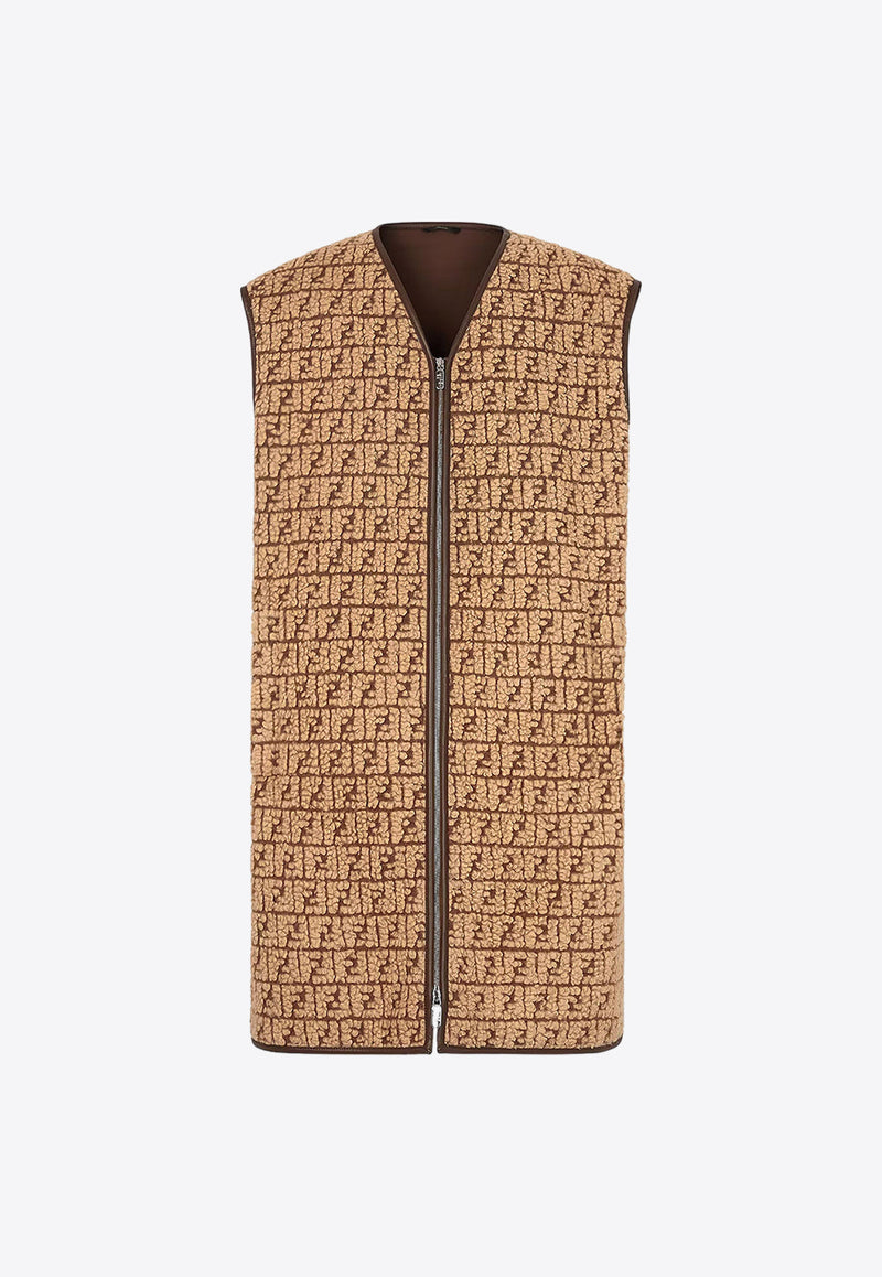 Fendi Logo Monogram Zip-Up Vest Beige FT0059APNH_F1EPI