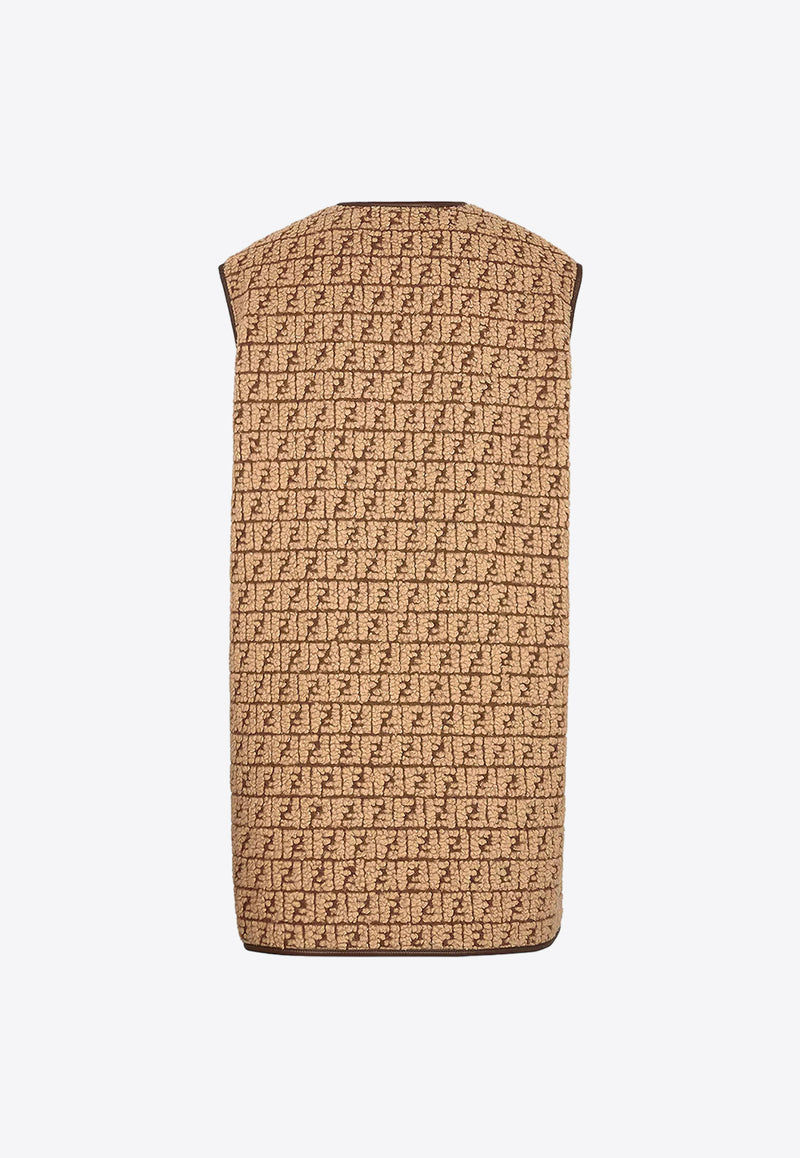 Fendi Logo Monogram Zip-Up Vest Beige FT0059APNH_F1EPI