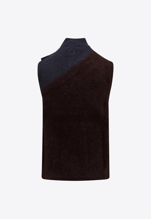 Fendi High-Neck Paneled Sweater Vest Multicolor FZC453APP4_F1M0V