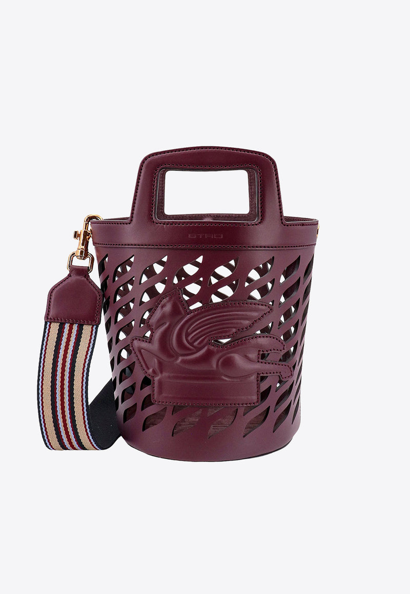 Etro Coffa Leather Bucket Bag Burgundy 1P0782211_0400