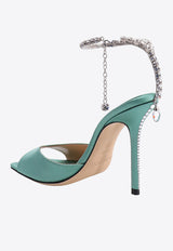 Jimmy Choo Saeda 100 Crystal-Embellished Sandals Green SAEDASANDAL100BGH_SMOKEGREE