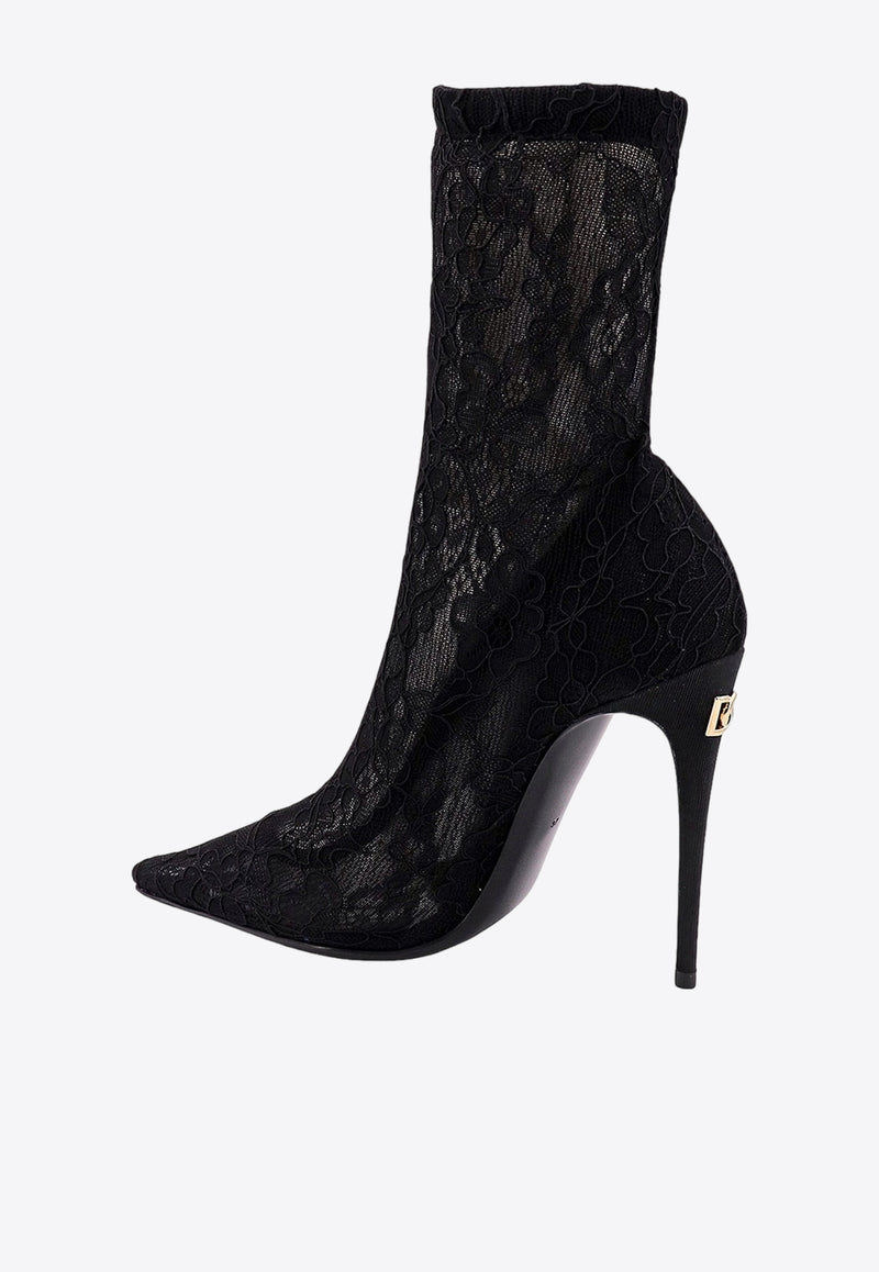 Dolce 
Gabbana 110 Stretch Lace Ankle Boots Black CT0959AP739_8B956