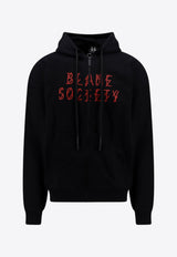 44 Label Group Greed Logo Print Zip-Up Hoodie Black B0030278FA139_P276