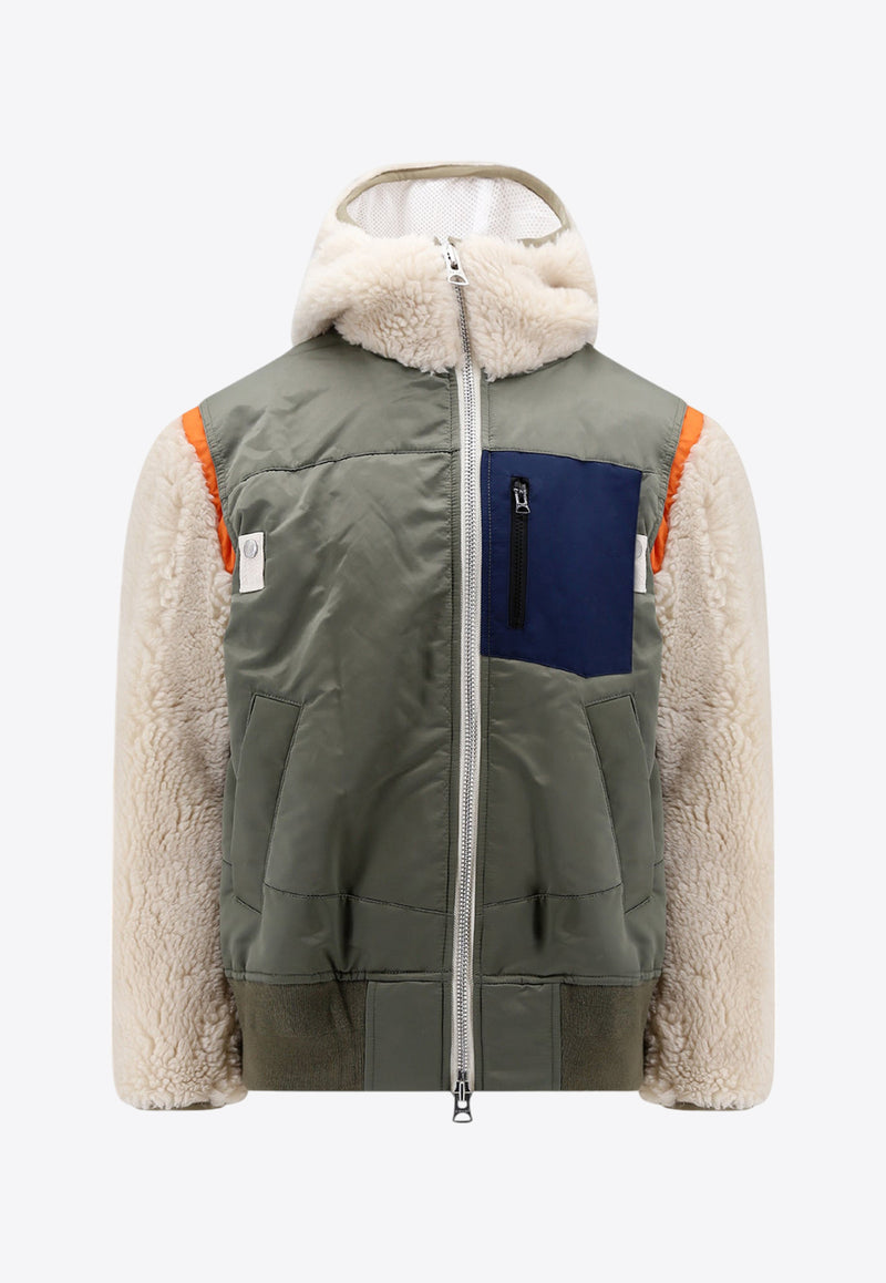 Sacai Shearling Inserts Zip-Up Jacket Green 2303220M_526