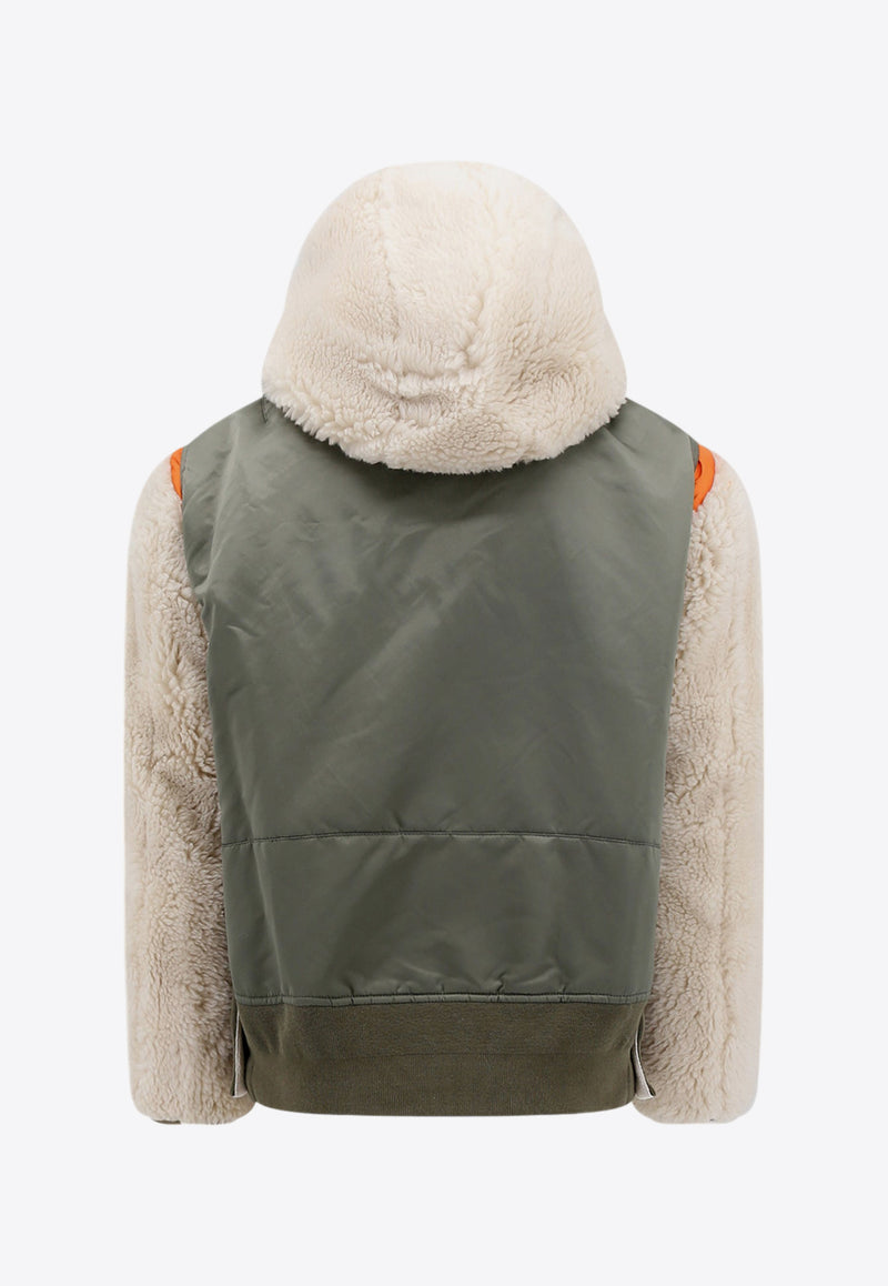 Sacai Shearling Inserts Zip-Up Jacket Green 2303220M_526