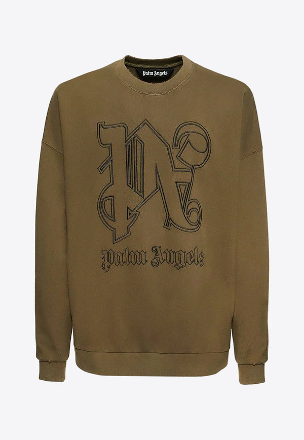 Palm Angels Monogram Crewneck Sweatshirt Brown PMBA074E23FLE001_6010