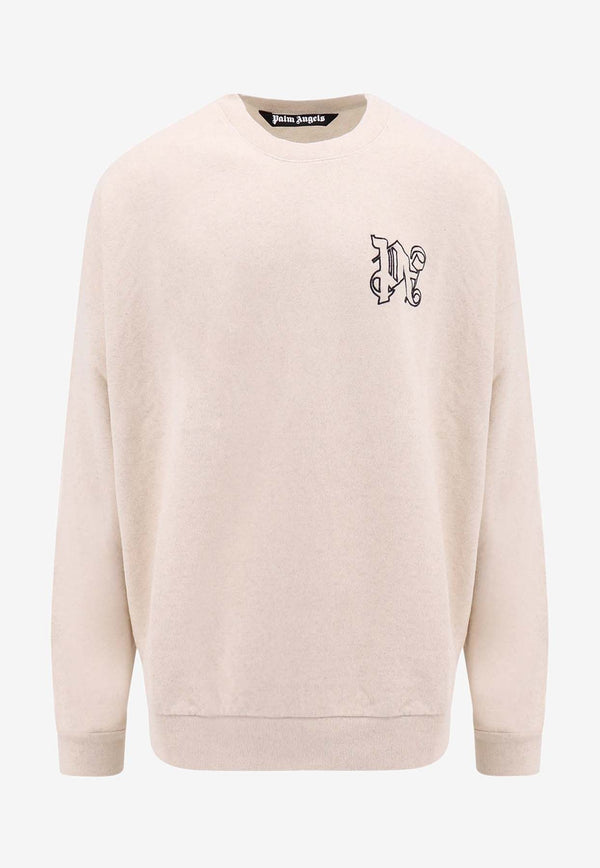 Palm Angels Logo Monogram Crewneck Sweatshirt Beige PMBA074E23FLE002_6110