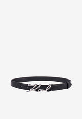 Karl Lagerfeld Signature Plaque Leather Belt Black 235W3101_A999