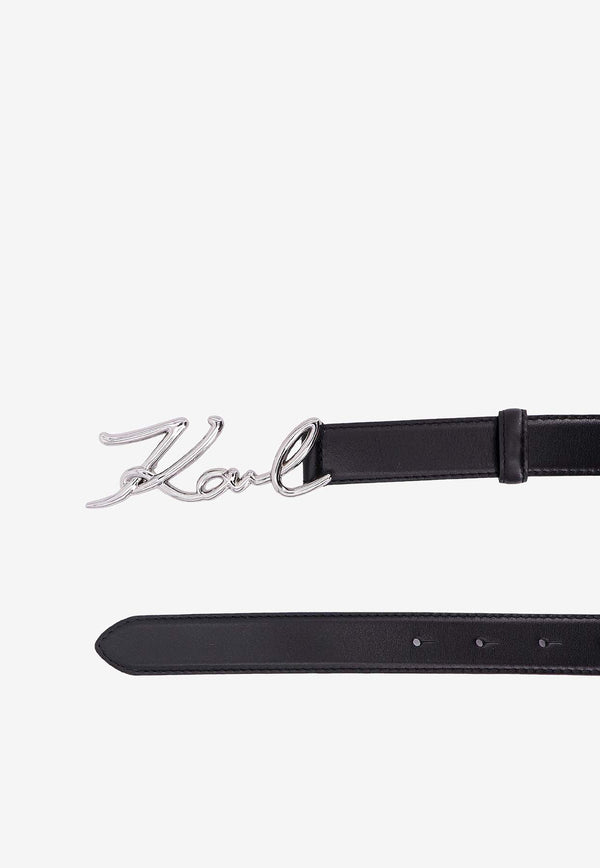 Karl Lagerfeld Signature Plaque Leather Belt Black 235W3101_A999