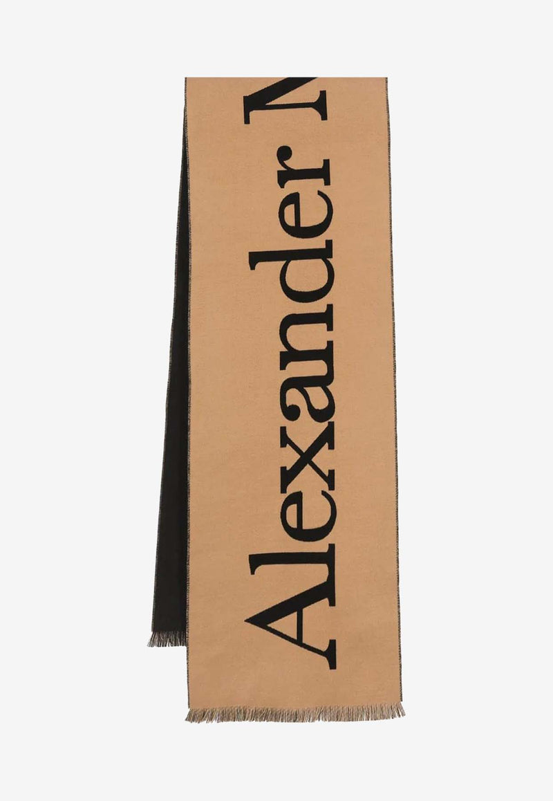 Alexander McQueen Reversible Wool Logo Scarf Beige 7090114105Q_9760