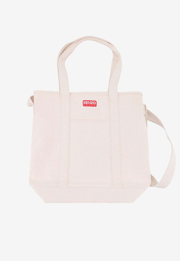 Kenzo Logo Target Canvas Tote Bag Beige FD65SA901F35_03