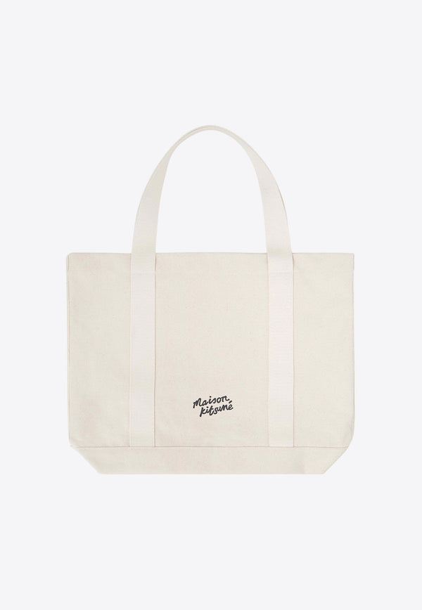 Maison Kitsuné Fox Head Canvas Tote Bag White LW05101WW0050_P700