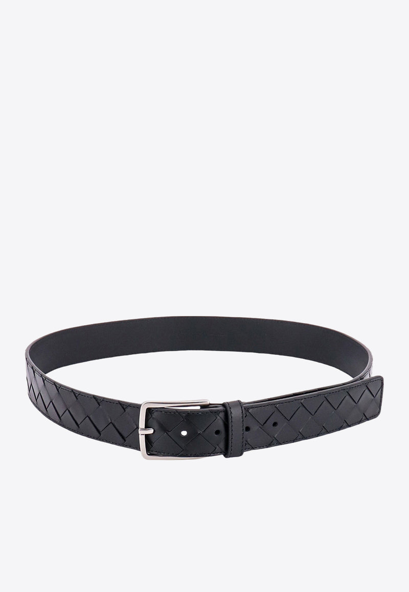 Bottega Veneta Intrecciato Leather Belt Black 609182V3IM1_8803