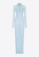 Fendi Ribbed Maxi Polo Dress Light Blue FZDB66AQ42_F1M29