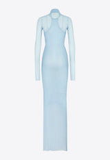 Fendi Ribbed Maxi Polo Dress Light Blue FZDB66AQ42_F1M29