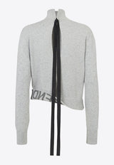 Fendi Asymmetric High-Neck Sweater Gray FZX934ANJJ_F0TAZ