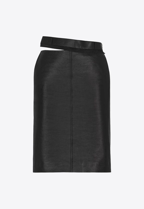 Fendi Cut-Out Leather Midi Pencil Skirt Black FPD774AQ31_F0GME