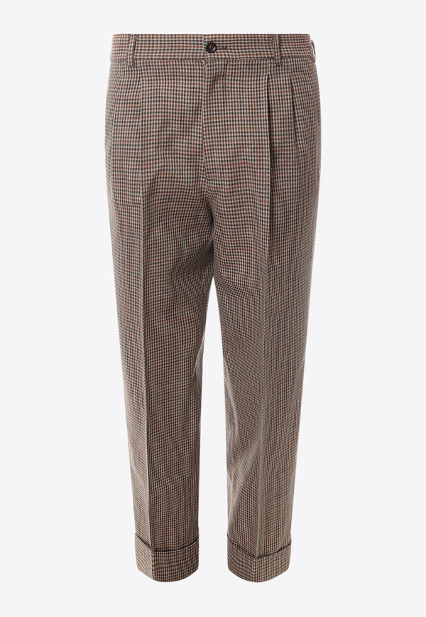 Gucci Houndstooth Wool Tailored Pants Brown 742768Z8BJ4_2229