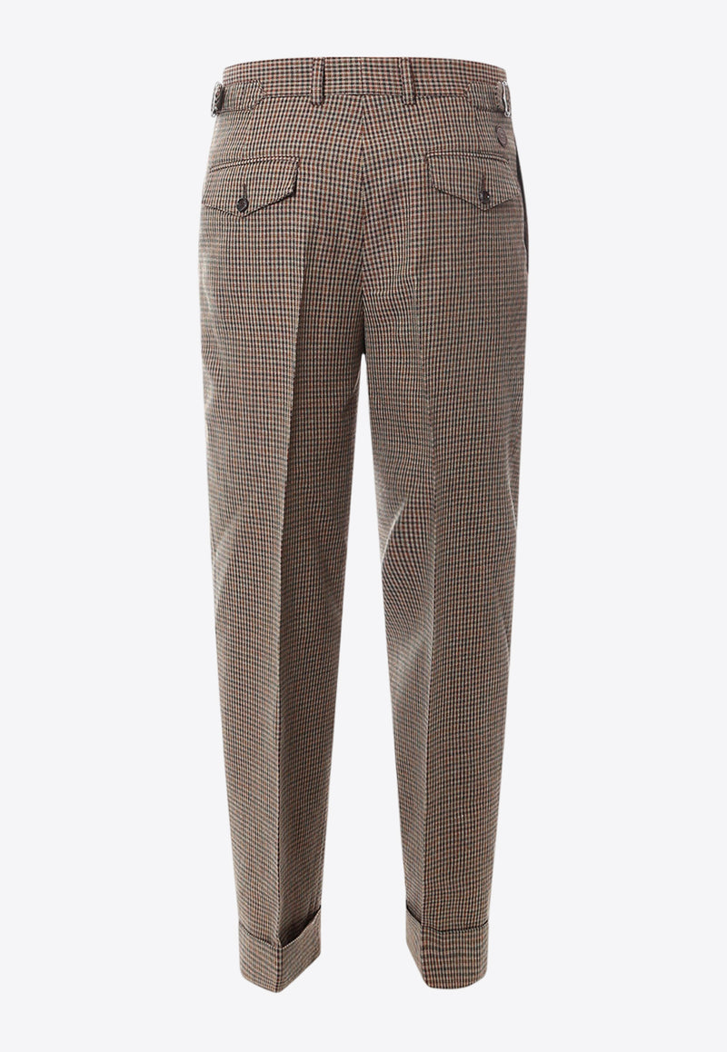 Gucci Houndstooth Wool Tailored Pants Brown 742768Z8BJ4_2229