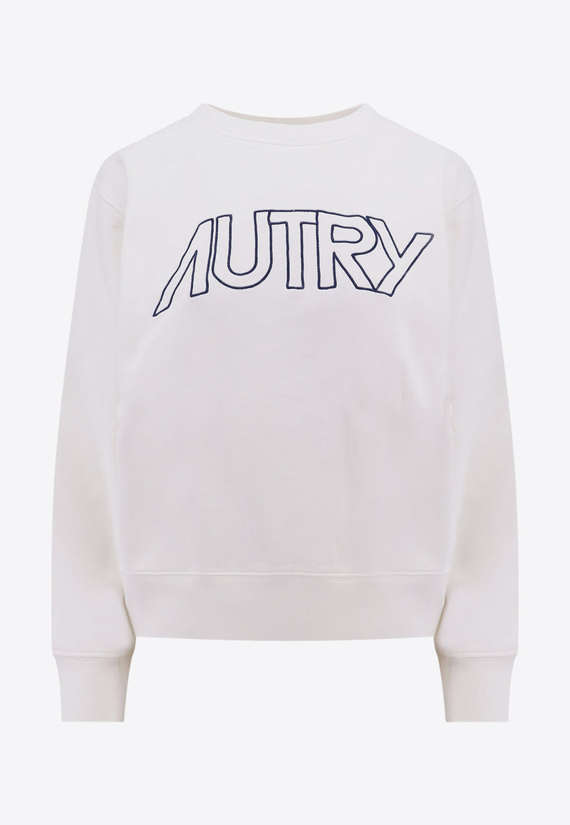 Autry Logo Embroidered Crewneck Sweatshirt White SWIW408W_408W