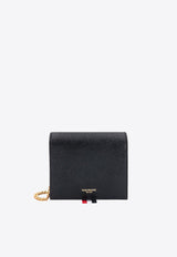 Thom Browne Logo Stamped Leather Cardholder Black FAW103A00198_001