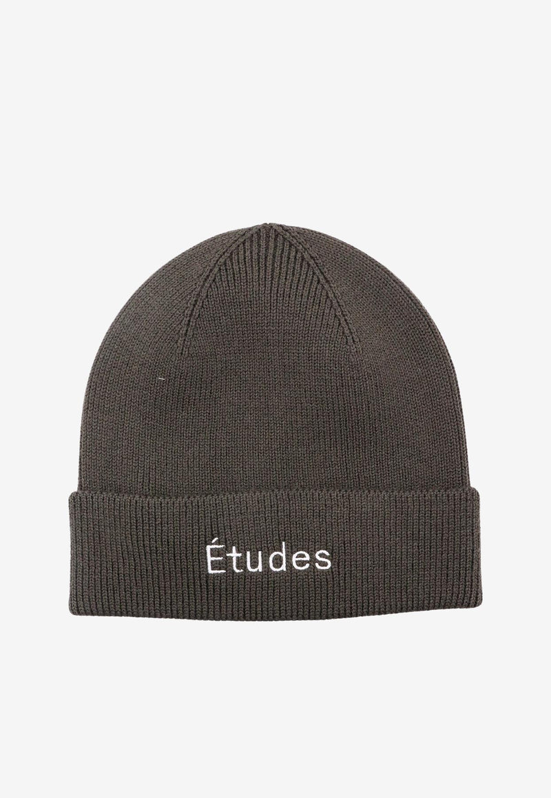 Études Logo Embroidered Wool Beanie Green H23NM690L00435_KHAKI