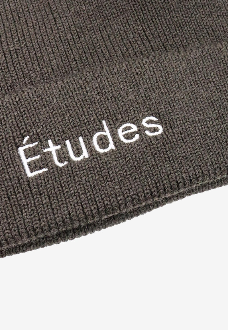 Études Logo Embroidered Wool Beanie Green H23NM690L00435_KHAKI