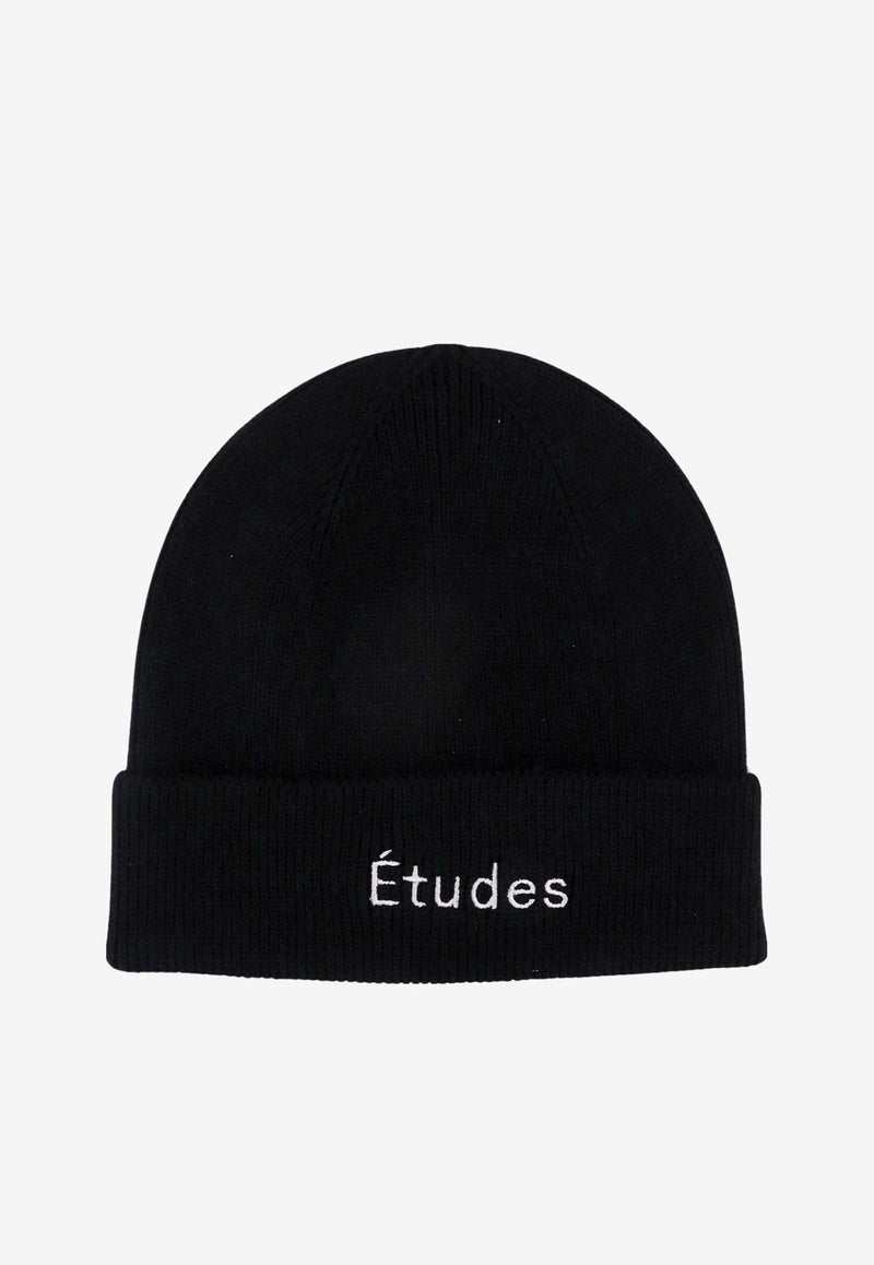 Études Logo Embroidered Wool Beanie Black C00NE690L00499_BLACK