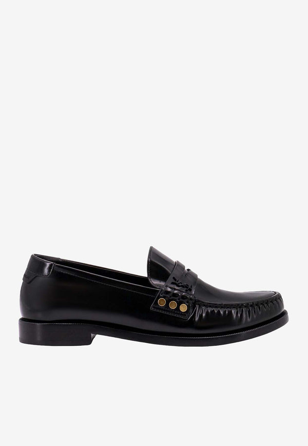 Saint Laurent Almond-Toe Leather Loafers Black 755966AO9TT_1000