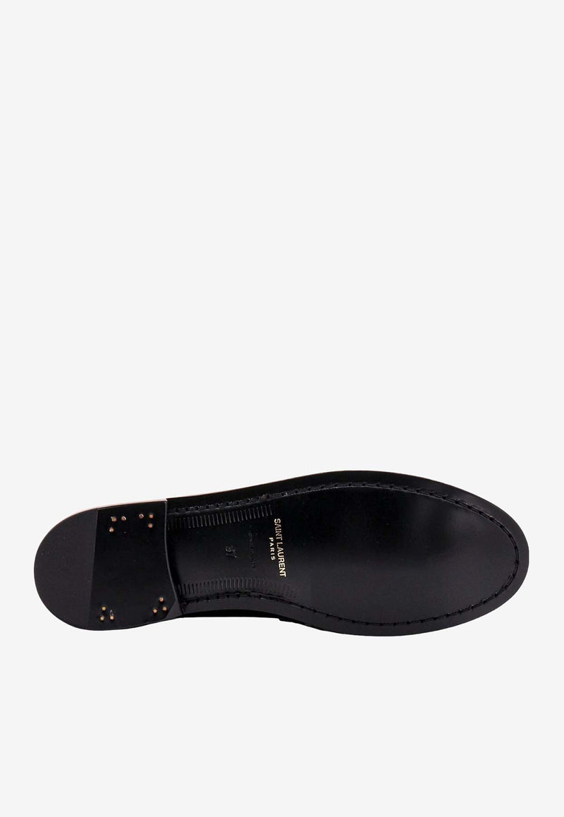 Saint Laurent Almond-Toe Leather Loafers Black 755966AO9TT_1000