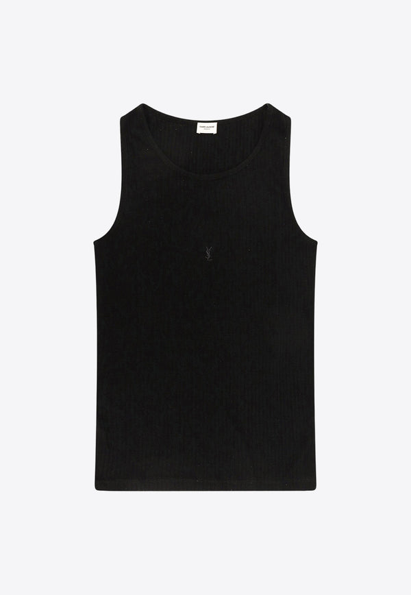 Saint Laurent Logo Embroidered Wool Tank Top Black 752721YBMV2_1000