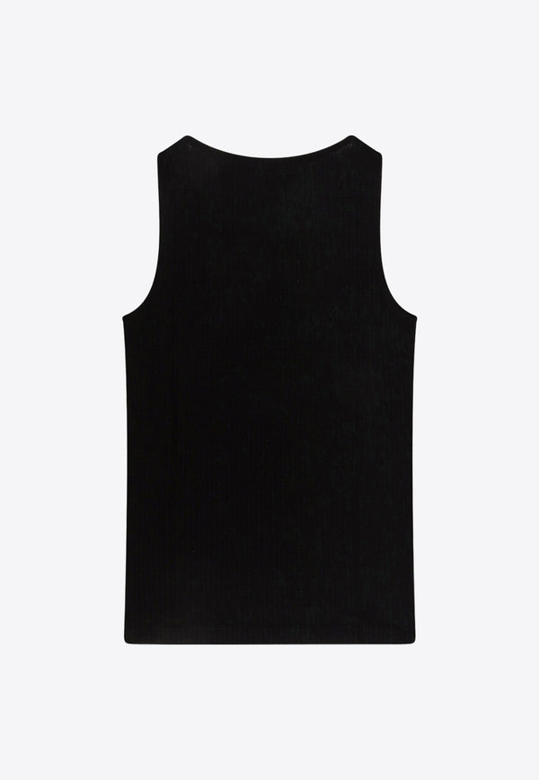 Saint Laurent Logo Embroidered Wool Tank Top Black 752721YBMV2_1000