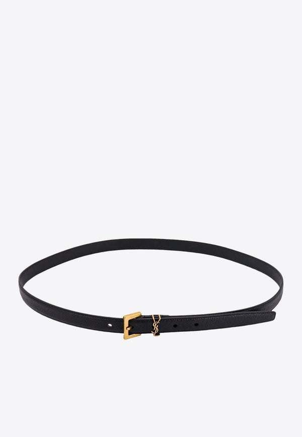 Saint Laurent Logo Plaque Leather Belt Black 612616DTI0W_1000