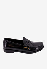 Saint Laurent Almond-Toe Leather Loafers Black 756049AO9TT_1000