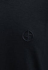 Giorgio Armani Logo Embroidered Basic T-shirt Black 3GST52SJP4Z_UC99