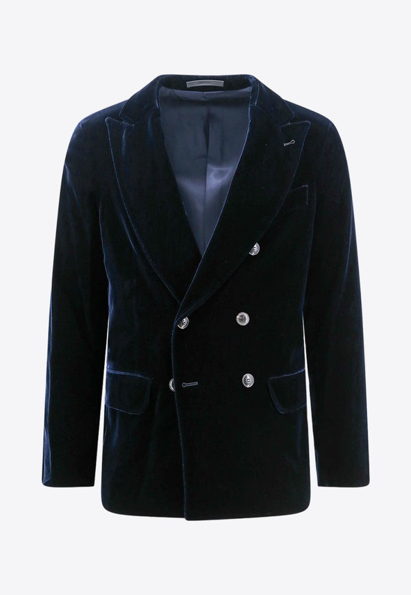 Giorgio Armani Double-Breasted Velvet Blazer Blue 3WGGG13ZT0025_UBUV