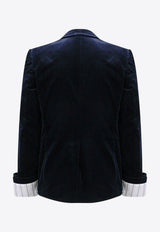 Gucci Single-Breasted Velvet Blazer Blue 753082ZJV75_4240